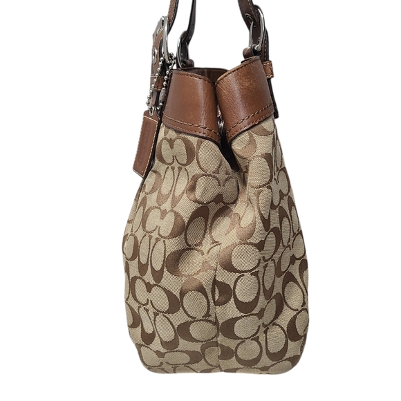 Coach Soho Large Signature Pleated Tote Brown Tan - Picture 4 of 10